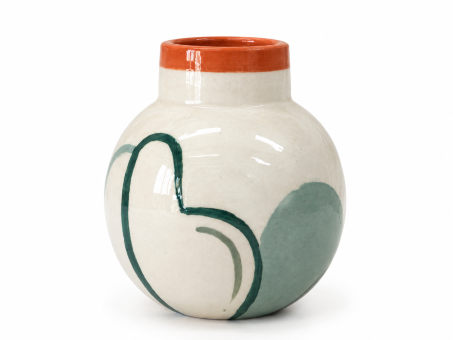 Vase motif abstrait Jaune Orange Vert