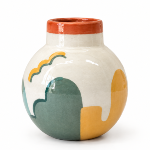 Vase motif abstrait Jaune Orange Vert