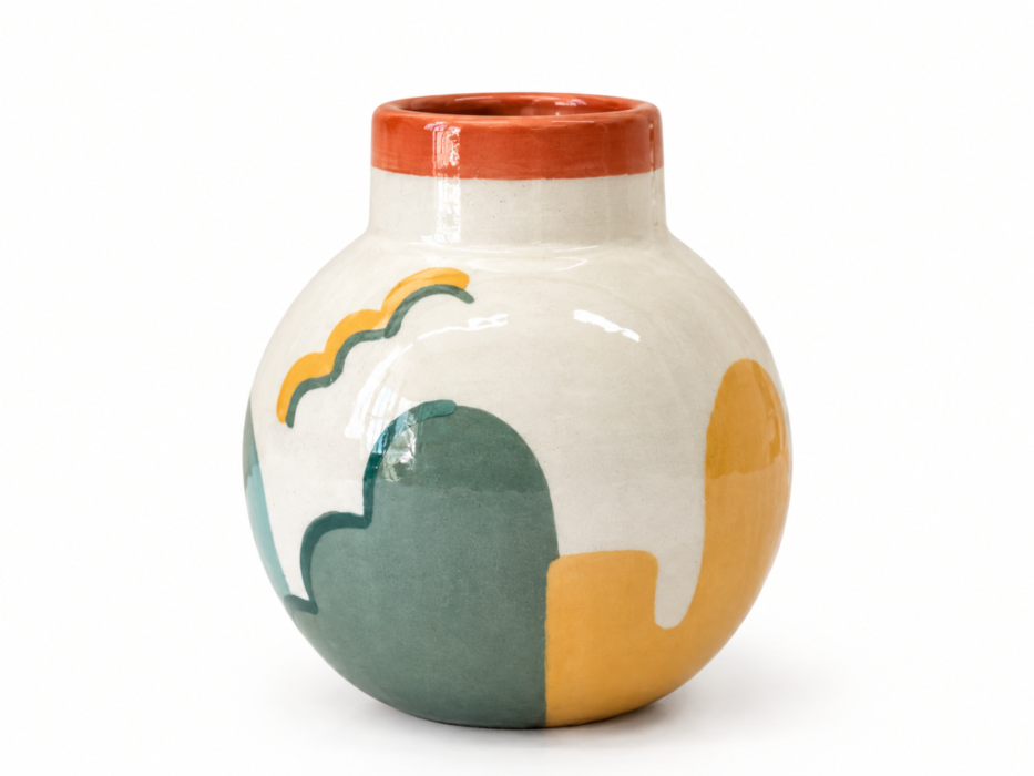 Vase motif abstrait Jaune Orange Vert