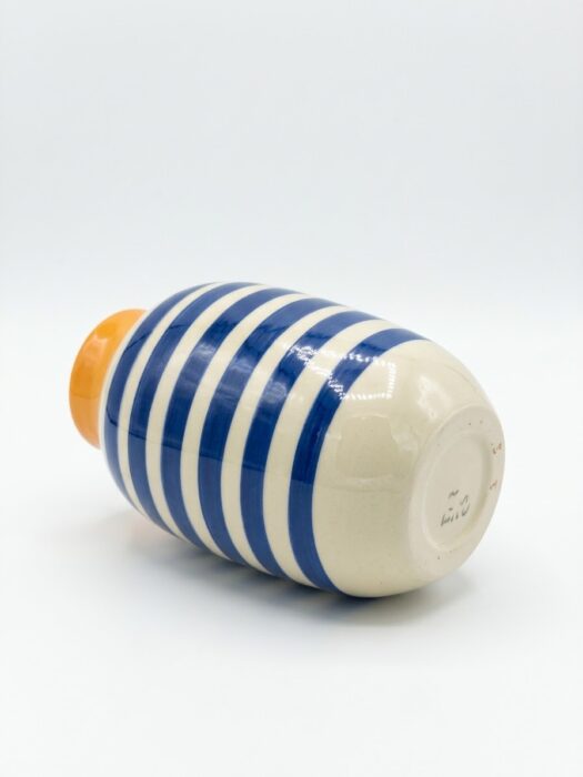 Petit Vase de table rayé bleu