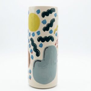 Grand vase cylindrique coloré