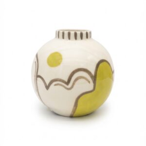 Vase motif abstrait Vert et Taupe