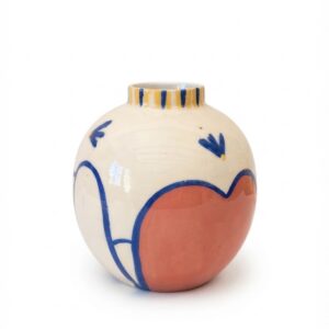 Vase motif abstrait Jaune bleu et rose