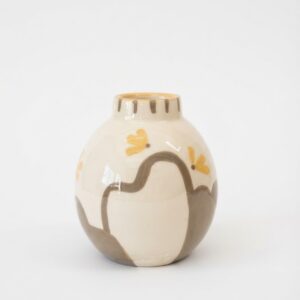 Vase motif abstrait Jaune et taupe