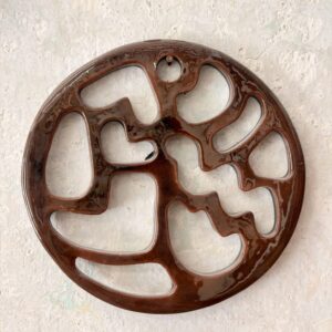 Décoration murale en céramique marron - Diamètre 15 cm