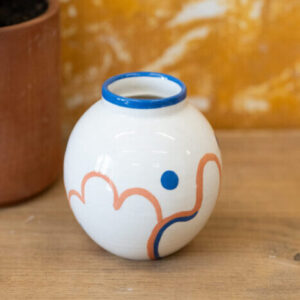 Vase motif abstrait Orange et bleu