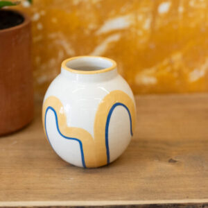Vase motif abstrait Jaune et bleu #2